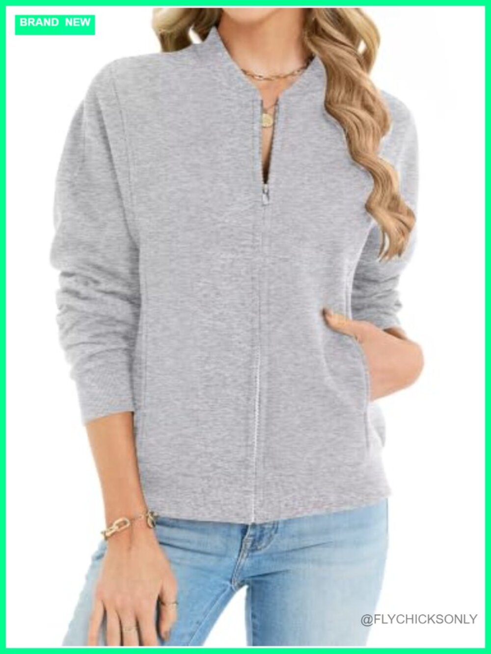 Womens Fleece Zip Up Sweatshirt Cardigan Casual Jacket with Pockets - Picture 4 of 6